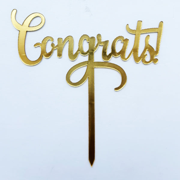 Gold Acrylic Congrats Cake Topper