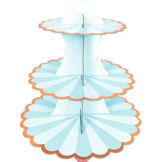 3 Tier White and Green Cupcake Stand
