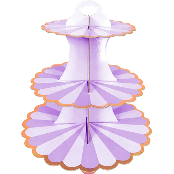 3 Tier Cupcake Stand Purple and White