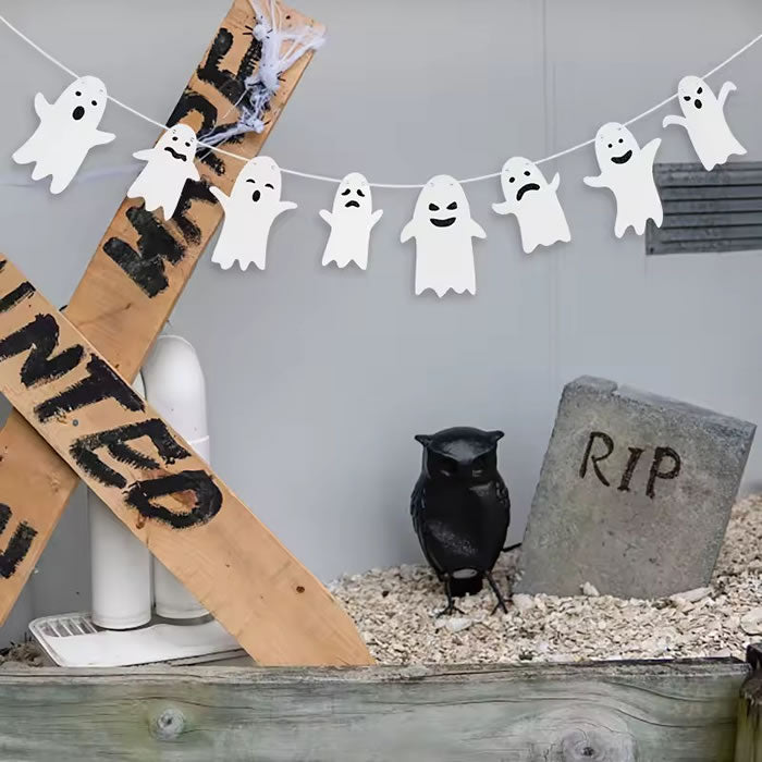 White Cute Ghost Paper Bunting