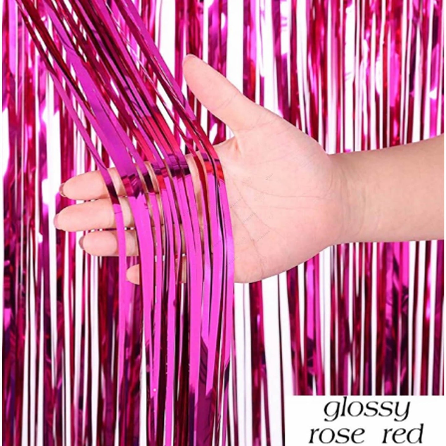 Glossy Hot Pink Foil Fringe Curtain