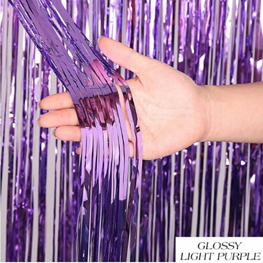 Glossy Light Purple Foil Fringe Curtain