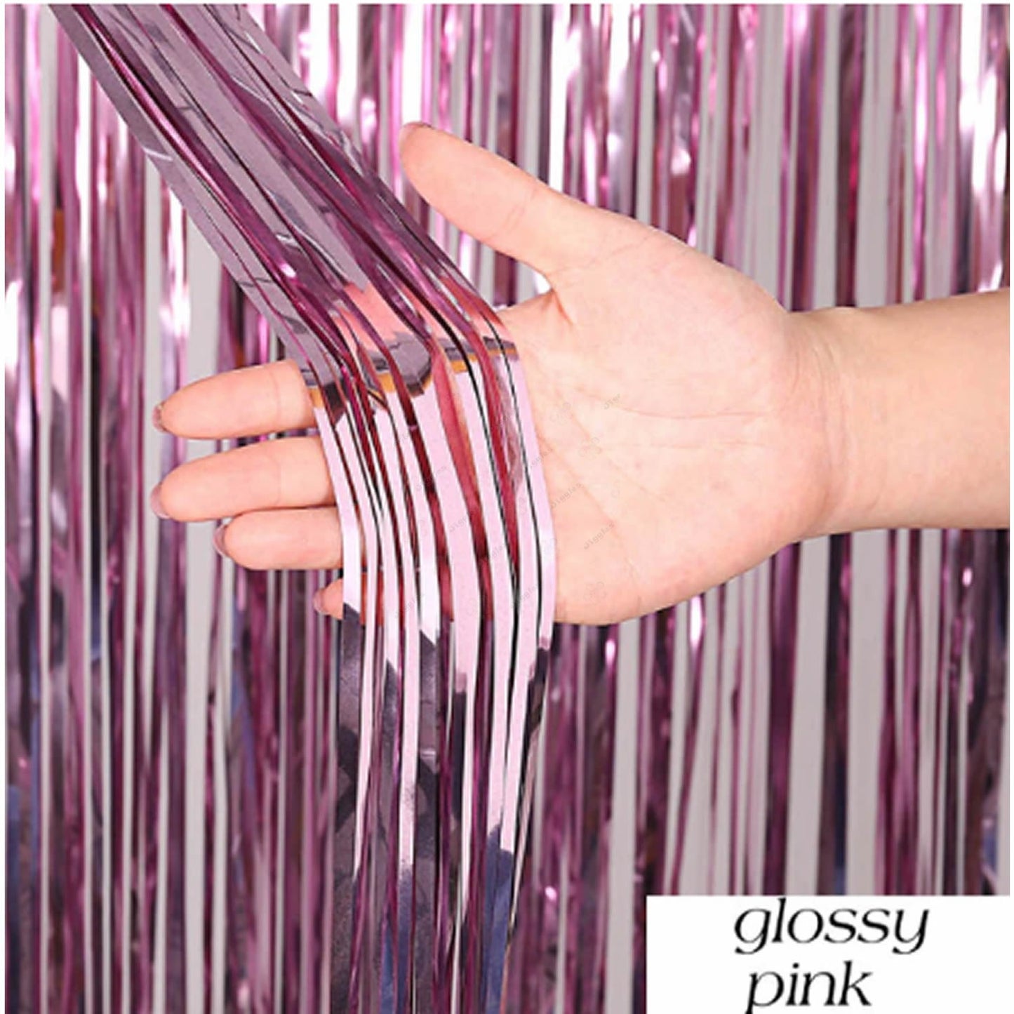 Glossy Pink Foil Fringe Curtain