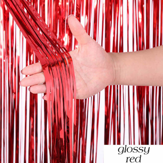 Glossy Red Foil Fringe Curtain