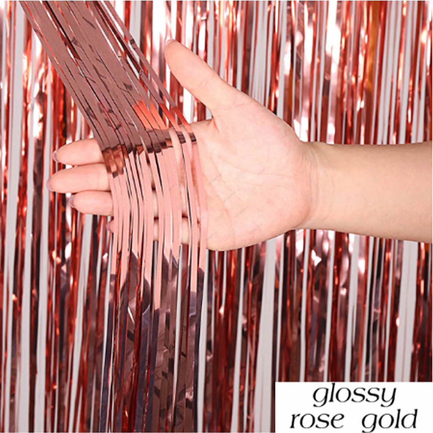 Glossy Rose Gold Foil Fringe Curtain