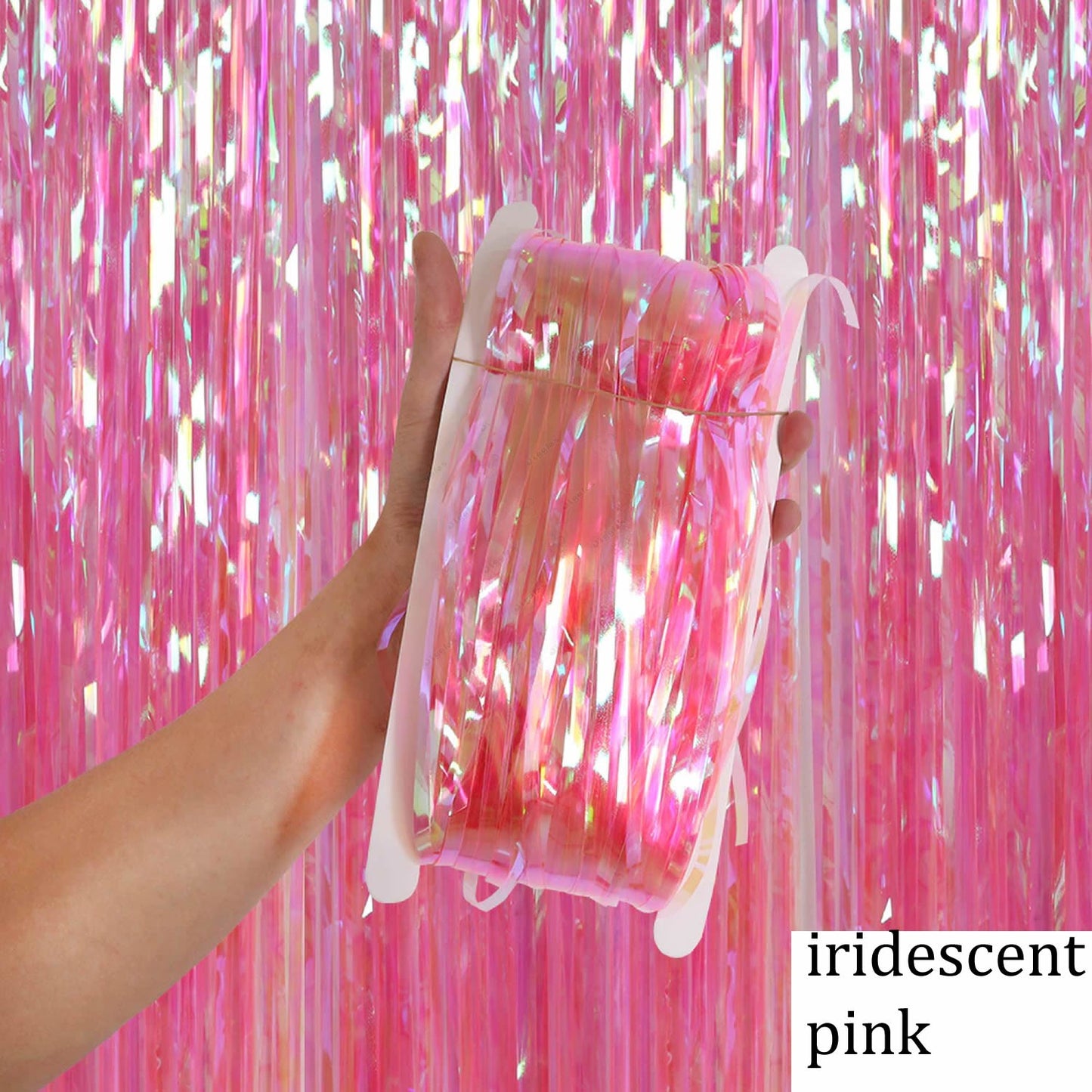 Iridescent Pink Foil Fringe Curtain