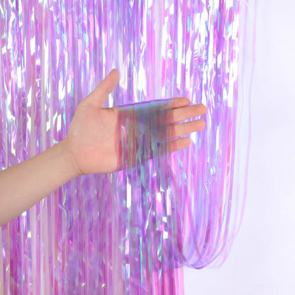 Iridescent Purple Foil Fringe Curtain