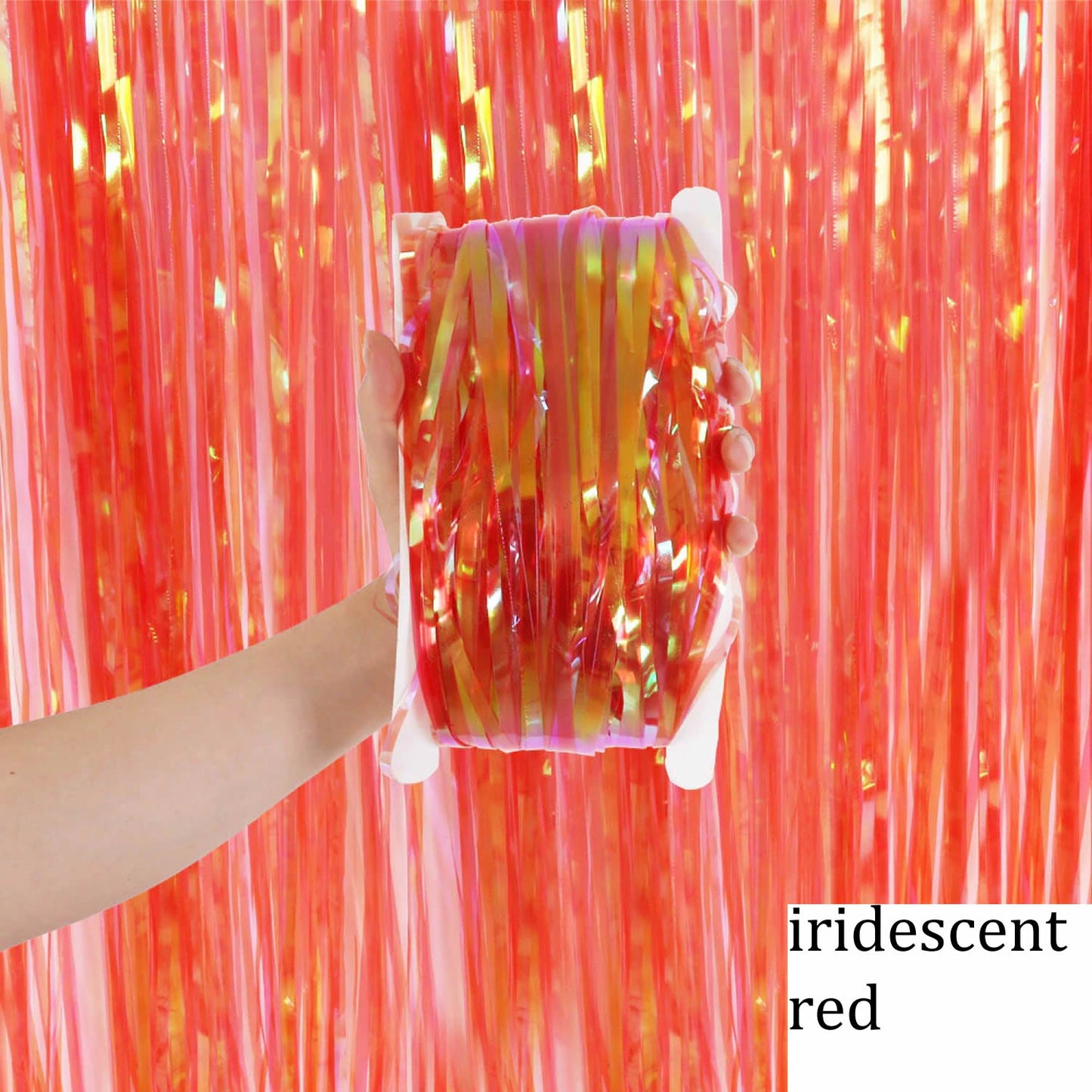 Iridescent Red Foil Fringe Curtain