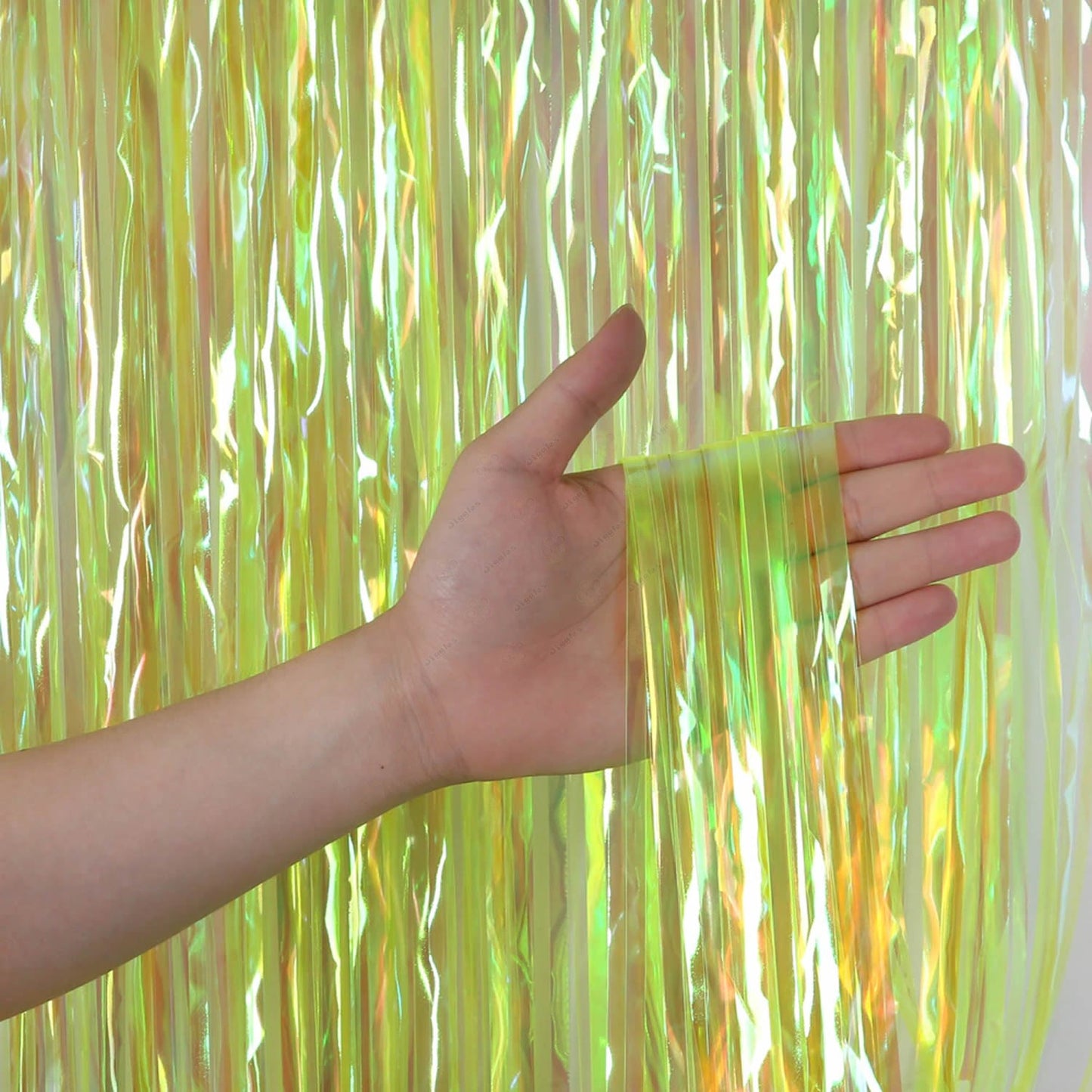 Iridescent Yellow Foil Fringe Curtain