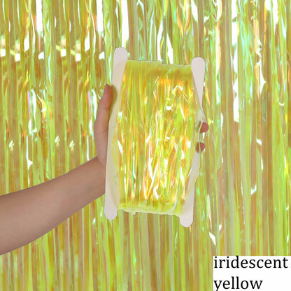 Iridescent Yellow Foil Fringe Curtain