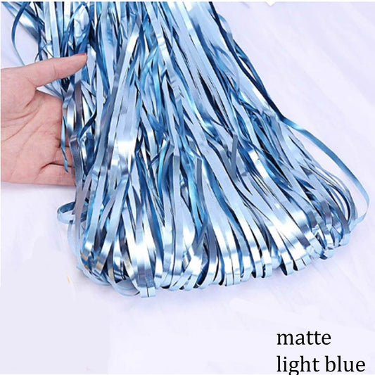 Matte Light Blue Foil Fringe Curtain