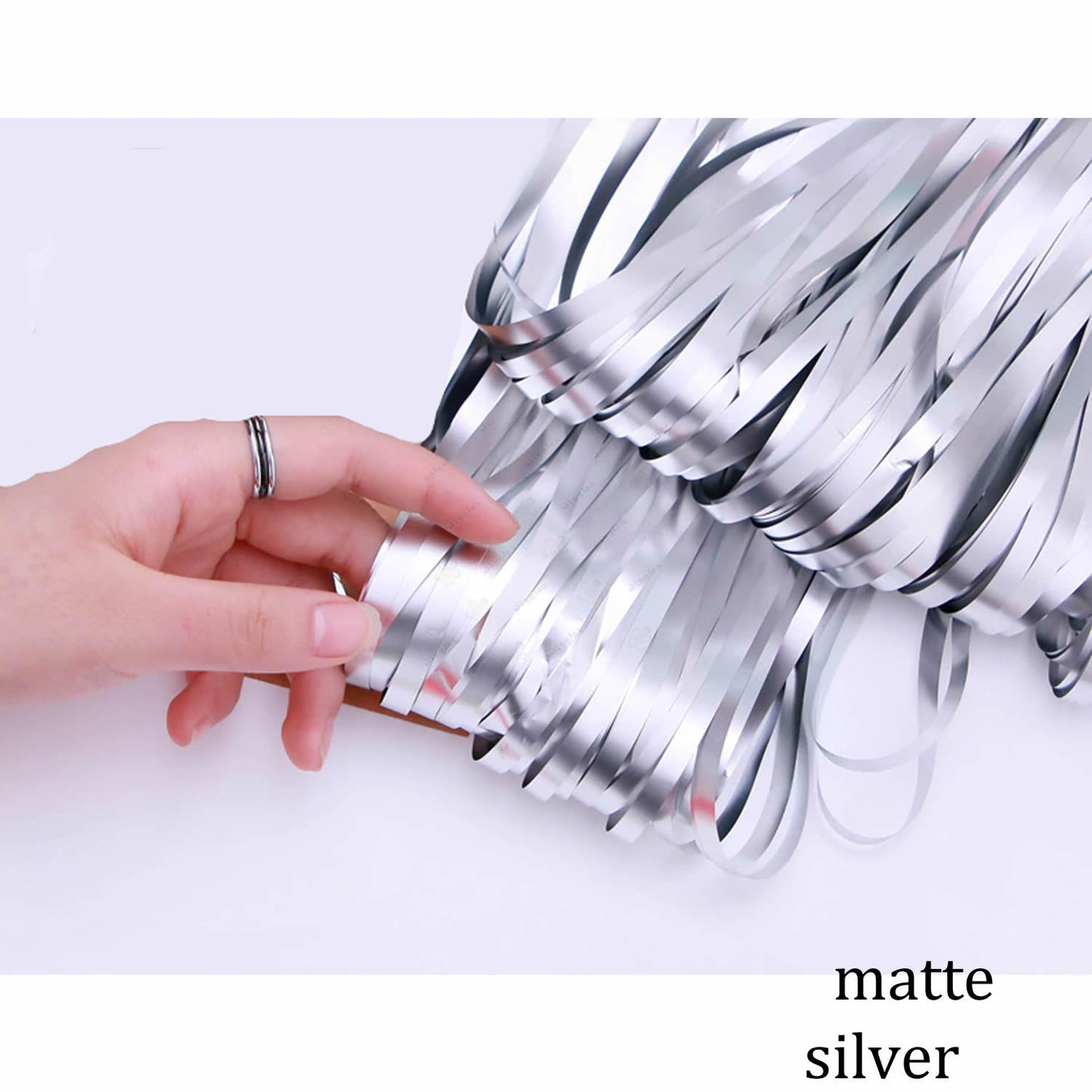 Matte Silver Foil Fringe Curtain