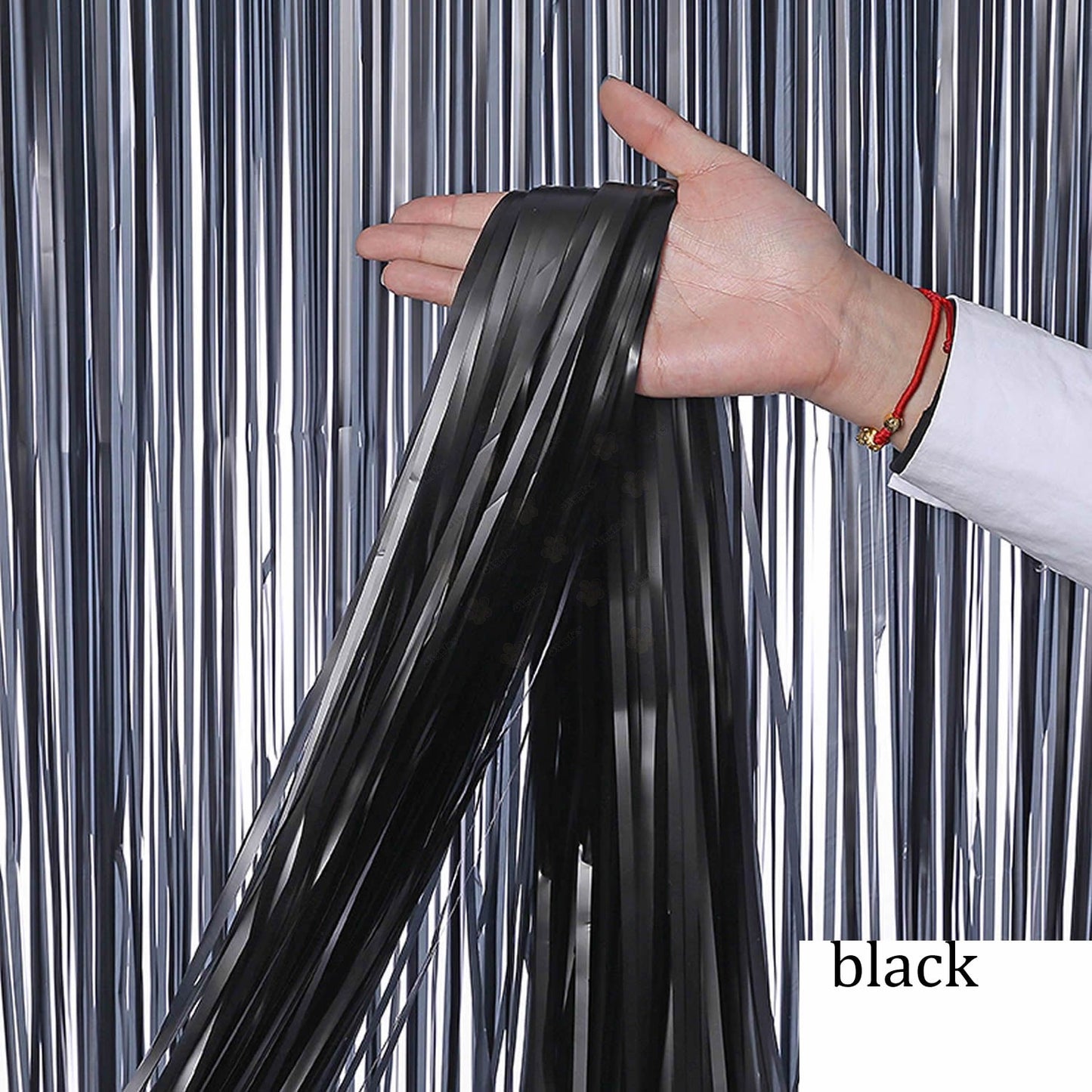 Black Foil Fringe Curtain