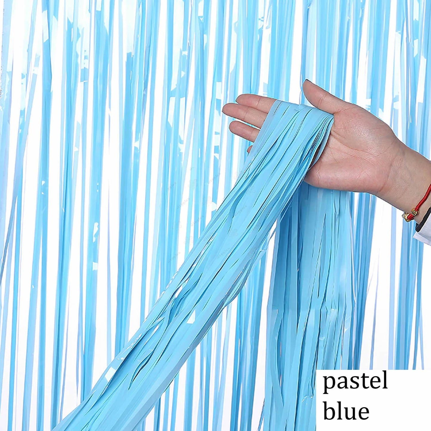 Pastel Blue Fringe Curtain