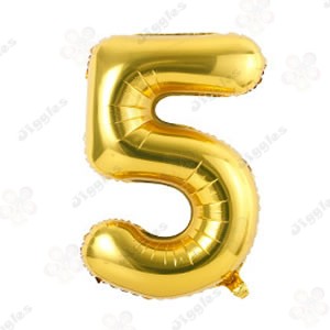32 inch Gold Foil Number 5 balloon