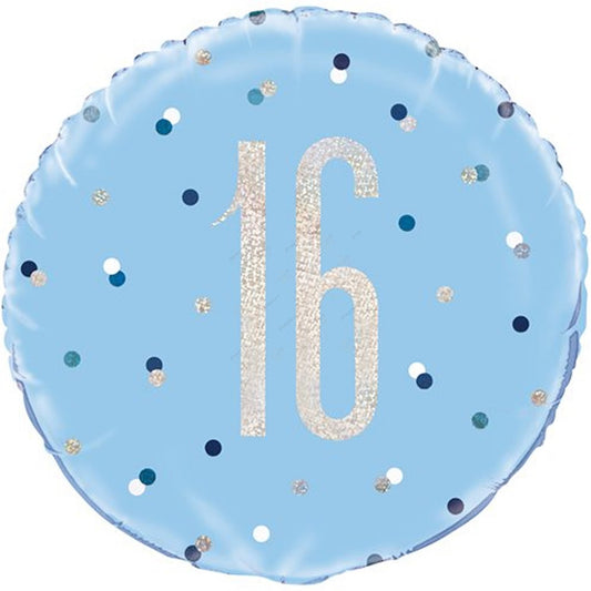 Blue Glitz 16th Birthday Foil Balloon