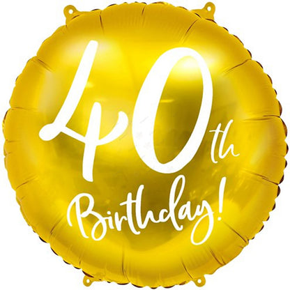 40th Birthday Gold Foil Balloon