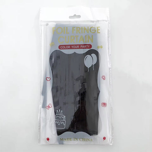 Glossy Black Foil Fringe Curtain