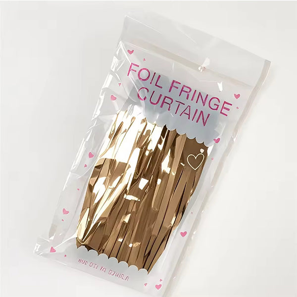 Matte Champagne Foil Fringe Curtain