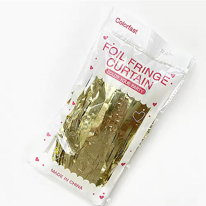 Glossy Dull Gold Foil Fringe Curtain