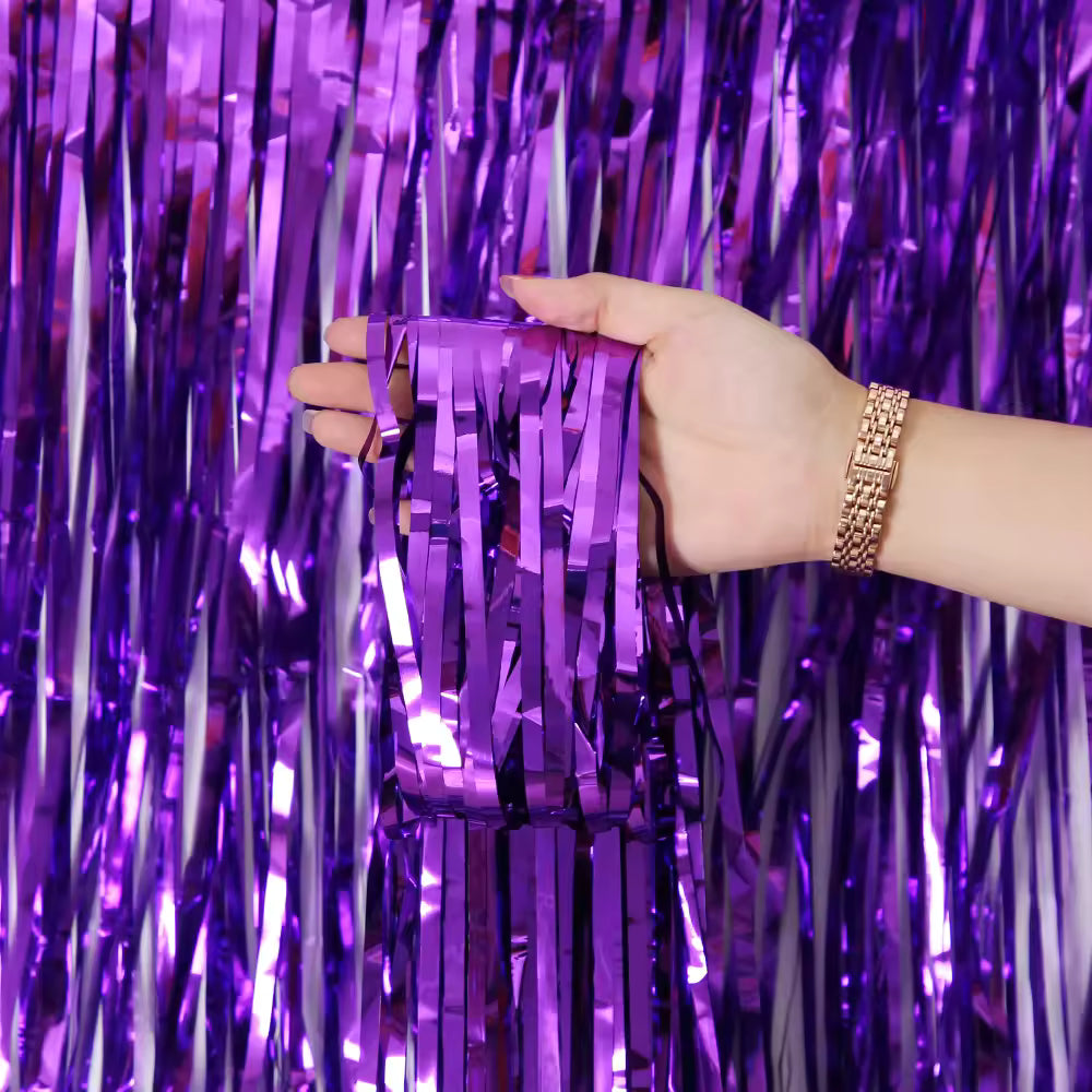 Glossy Purple Foil Fringe Curtain