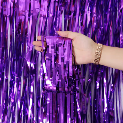 Glossy Purple Foil Fringe Curtain