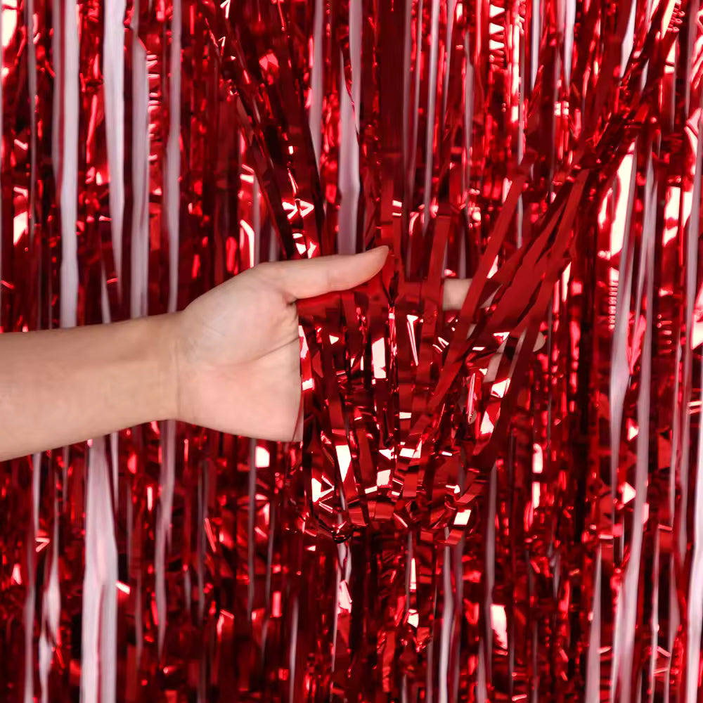 Glossy Red Foil Fringe Curtain