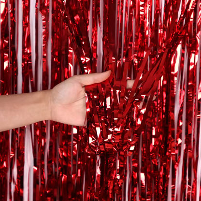 Glossy Red Foil Fringe Curtain