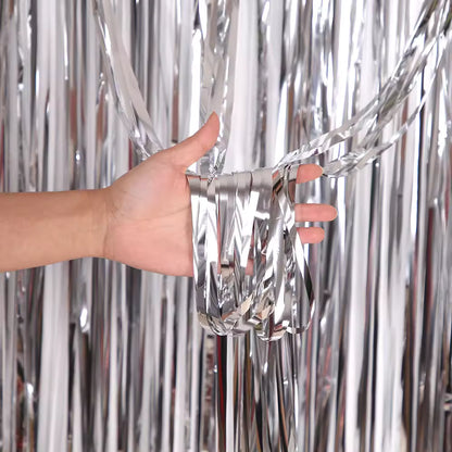 Glossy Silver Foil Fringe Curtain