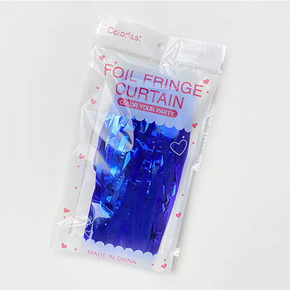 Glossy Royal Blue Foil Fringe Curtain