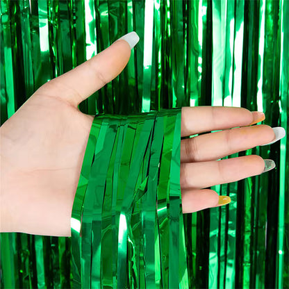 Glossy Green Foil Fringe Curtain