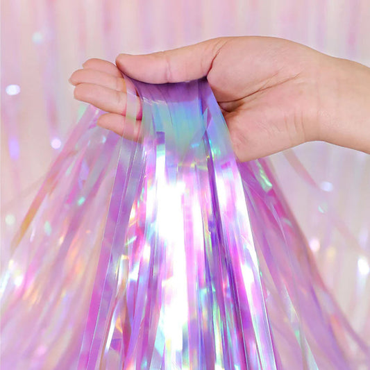 Iridescent Purple Foil Fringe Curtain