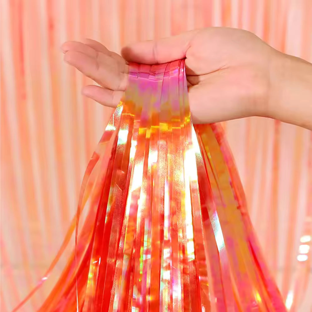 Iridescent Red Foil Fringe Curtain