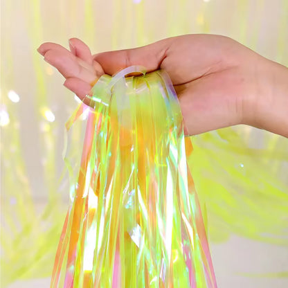 Iridescent Yellow Foil Fringe Curtain