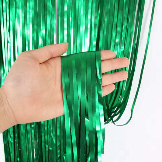 Matte Green Foil Fringe Curtain
