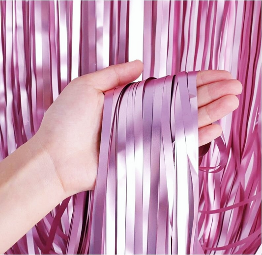 Matte Pink Foil Fringe Curtain