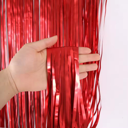 Matte Red Foil Fringe Curtain