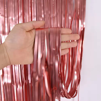 Matte Rose Gold Foil Fringe Curtain