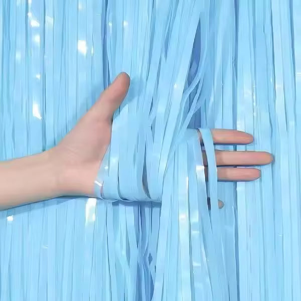 Pastel Blue Fringe Curtain