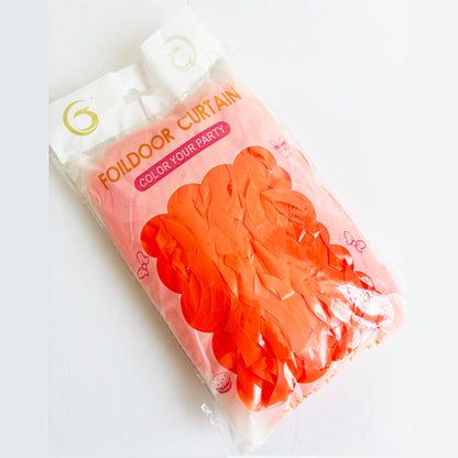 Wavy Fluorescent Pastel Orange Fringe Curtain
