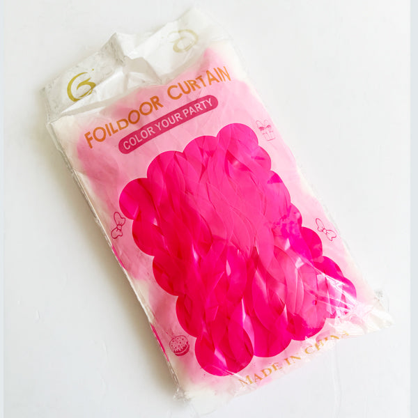 Wavy Fluorescent Pastel Pink Fringe Curtain