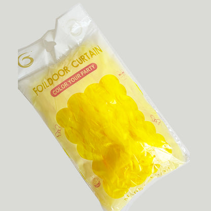 Wavy Fluorescent Pastel Yellow Fringe Curtain