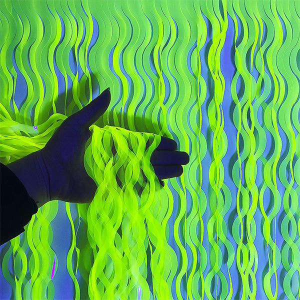 Wavy Fluorescent Pastel Yellow Fringe Curtain