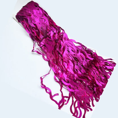Wavy Matte Pink Foil Fringe Curtain
