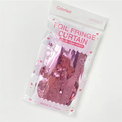Glossy Pink Foil Fringe Curtain