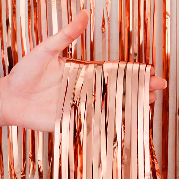 Glossy Rose Gold Foil Fringe Curtain