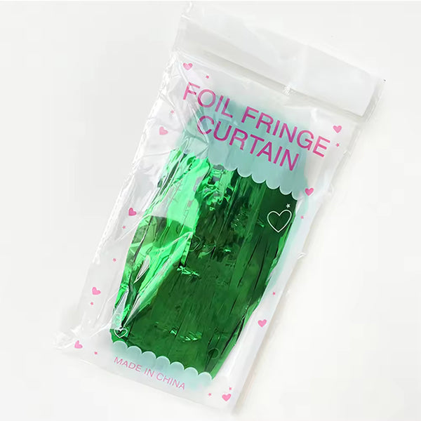 Glossy Green Foil Fringe Curtain