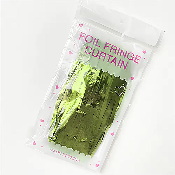 Matte Lime Green Foil Fringe Curtain