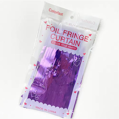Glossy Purple Foil Fringe Curtain