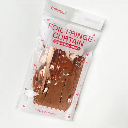 Glossy Rose Gold Foil Fringe Curtain